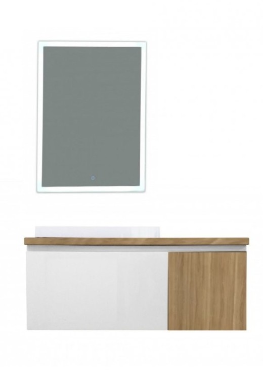 Комплект мебели Эстет Malibu 140 L подвесная 2 ящика белая/массив "шпон дуба"